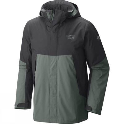 Parka Mountain Hardwear Exposure Hombre Gris Oscuro / Verde - Chile RTP702651